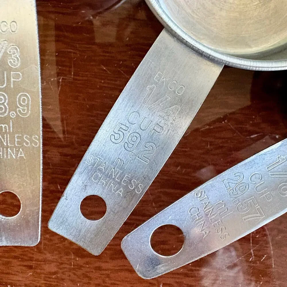 Vintage EKCO Stainless Steel Measuring Cups Set, 4 Piece Kitchen